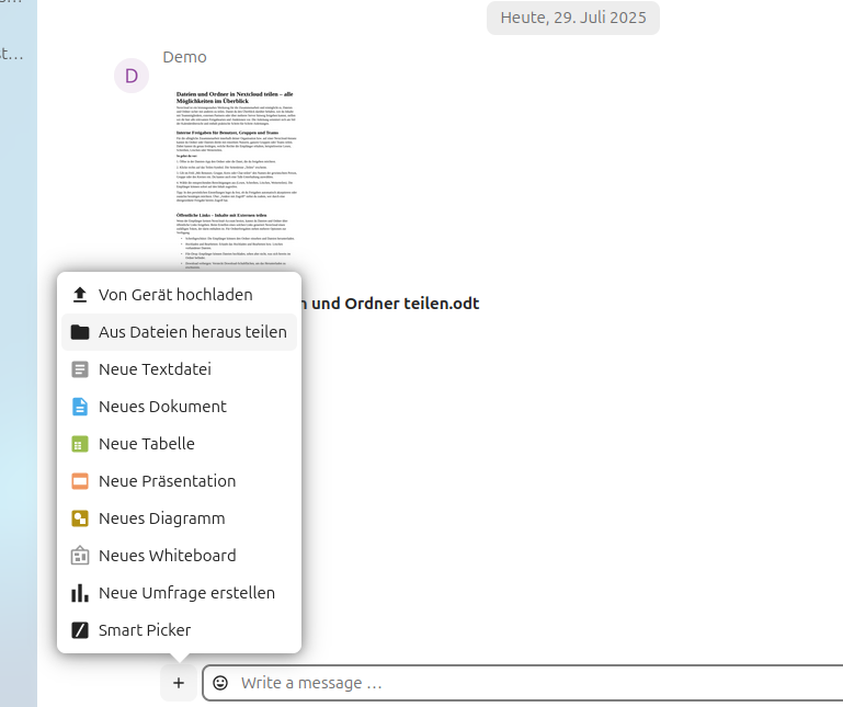 Nextcloud TalkDateien teilen
